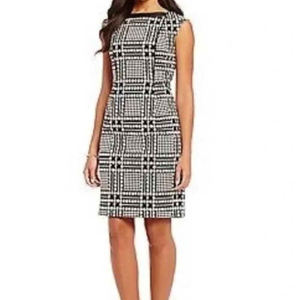 Karl Lagerfeld Dress Black & White Houndstooth Sheath Sleeveless Women’s Size 2